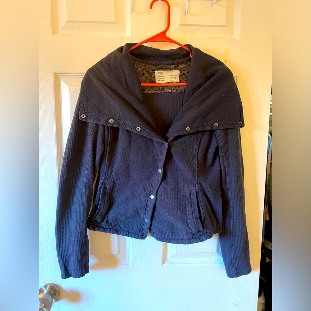 Saturday Sunday blue cowl neck bottom up sweater small